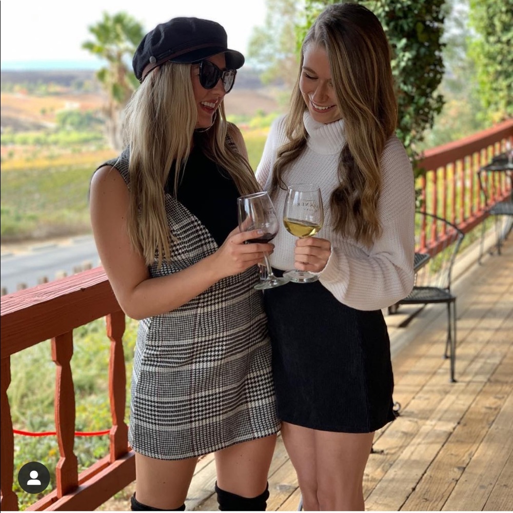 Plaid Deep V Dress